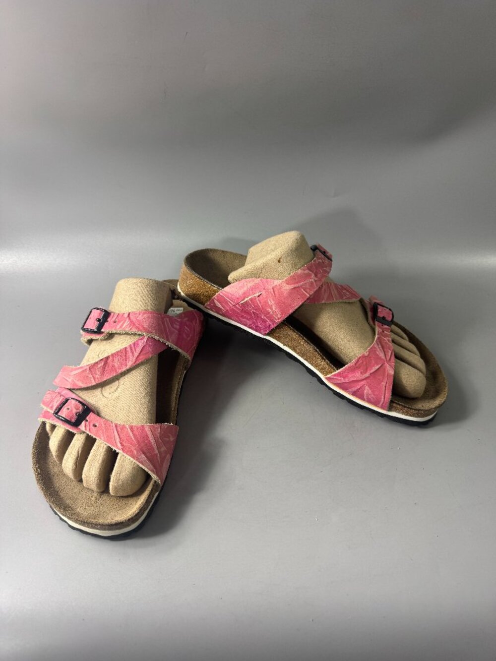 Birkis Birkenstock Salina Pink Textured Cross Strap Sandal Size 38